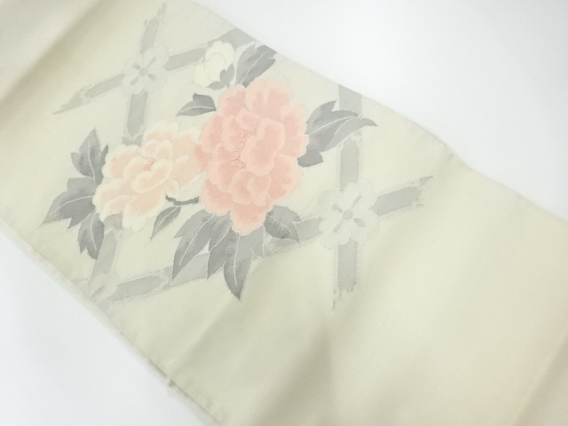 JAPANESE KIMONO / ANTIQUE FUKURO OBI / SILK / EMBROIDERY / PEONY